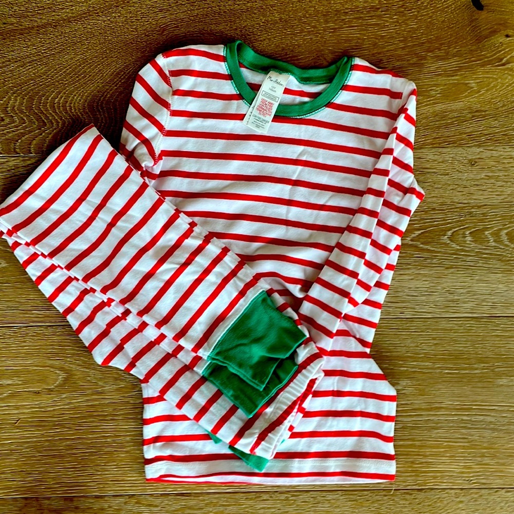 Mini Boden PJ set - red and white striped